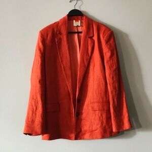 Farm Rio orange linen blazer jacket